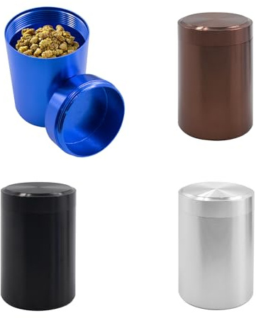 QoTang 4 unidades de latas de aluminio vacías, mini latas de metal con tapa, herméticas, recipientes de metal multiusos para hierbas, azúcar, café, té, 4 colores, 68 x 45 mm