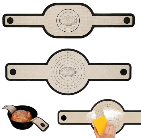 Silicone Bread Sling for Dutch Oven, Non-Stick Reusable Baking Mat Set with Heat-Resistant Handles, Baking Accessories (Round and Oval)