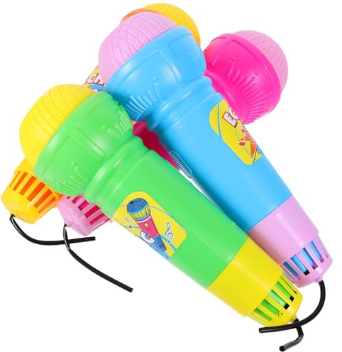 MOLUCKFU 4 pièces Microphone Écho pour Garçon Fille Microphone Simulation Léger et Accessoire de Fête et Spectacle pour Garçons et Filles