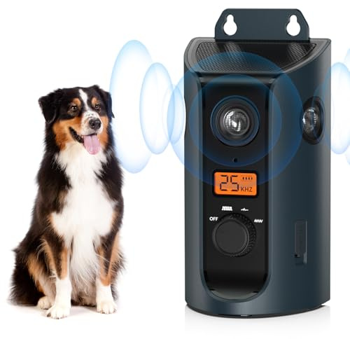 Ultrasuoni per Cani, Dispositivo Antiabbaio ,3 Livelli Regolabile Frequenza Dispositivo Controllo Antiabbaio, 33 Piedi Ultrasuoni Deterrente Anti-Abbaio per Cani Antiabbaio per Interni ed Esterni