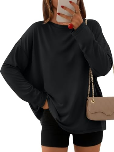 Suncife Women Oversize Long Sleeve Tshirts Loose Fit Workout Gym Tops | Breathable and Soft Fabric, Comfy to Your Skin, Loose Fit Plus Size Design