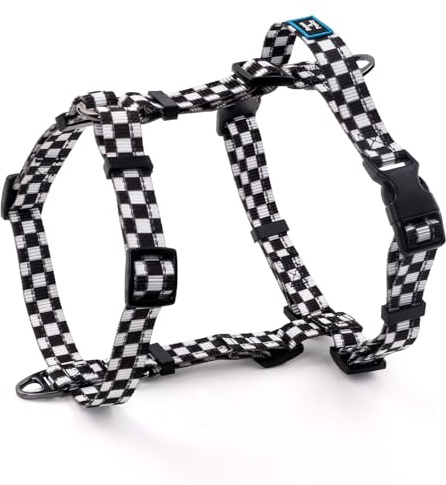 Roses&Poetry Dog Harness Small Sized Dog, 6 Point Adjustable Fit No Pull Harness with Handle for Control and Easy Walking, Reflective Pet Halter Harnesses（Blackwhite-S）