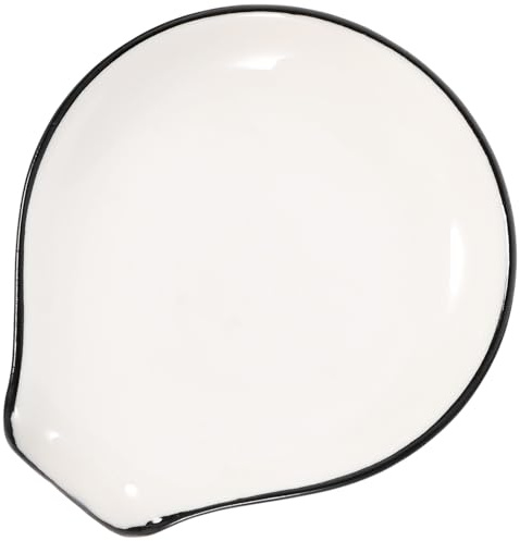HOMSFOU Soporte de Cuchara de Cerámica Pequeño para Encimeras de Cocina, Portacucharas Reutilizable Borde Negro, Soporte para Palillos y Resto de Cuchara Adecuado para Restaurantes y
