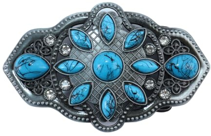 Qury Vintage Western bältesspänne blomformat bälteslås med turkos sten för män och kvinnor jeans klänningar kjolar kläder dekoration