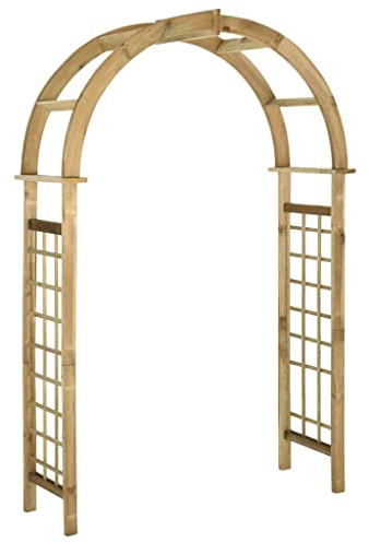 Mangloder - Arco de jardín de pino impregnado verde 130 x 58 x 215 cm, soporte para rosas, clemátides, hiedra, para entrada, patio y boda