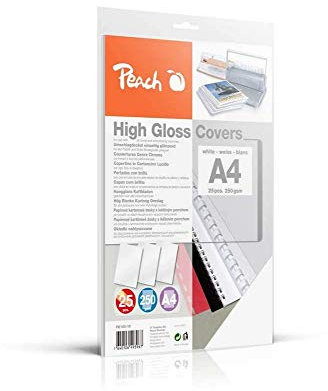 Peach Rückwände Deckblätter A4, 250 g/m² - 25 Stück - hochglänzend - weiß - PB100-16