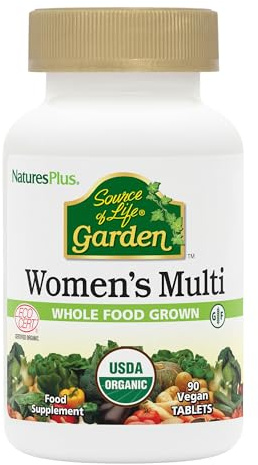 NaturesPlus Source of Life Garden Organic Women’s Multi - Vegan Multivitamin for Women - Energy, Immune Support - Iron, Methyl B12, Biotin, Maca, Cranberry - Vegan, Gluten Free - 90 Tablets