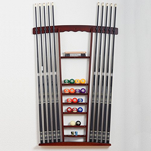 Billiard-Royal Billard Queue Wandhalterung „321“ für bis zu 10 Billardqueues in Kastanienbraun passend zu unseren Billardtischmodellen: Magdalena und Avalon