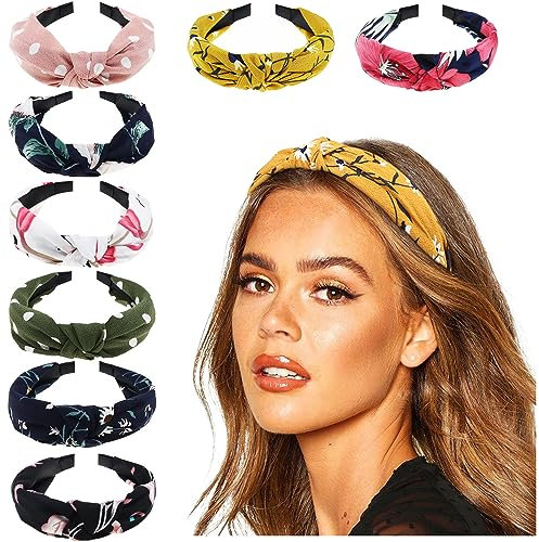 DRESHOW 8 Pièces Bandeau Cheveux pour Femme Boho Bandeaux Serre Tête Elastique Bandeaux avec Nœuds Cheveux Accessoires