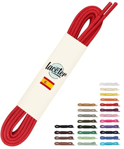 Laceter Lacets Ronds Fins 2,4mm pour Chaussures de Ville - Lacet Idéal pour Derbies, Richelieu, Bottines Cuir, Mocassins - Style Habillé Élégant et Résistant - Rouge, 75 cm