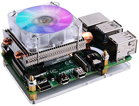 GeeekPi Raspberry Pi Low-Profile CPU Cooler, Raspberry Pi Orizzontale Ice Tower Cooler, Ventola RGB con Raspberry Pi dissipatore per Raspberry Pi 4 Modello B e Raspberry Pi 3B +/3B (Argento)