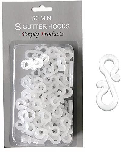 Clear Gutter Hooks for Outdoor Lights, Christmas Light Clips, Mini Weatherproof Plastic Outdoor Light Hooks, Clear S Clips for Christmas Decorations Fairy Lights, String/Rope Lights (Pack of 50)