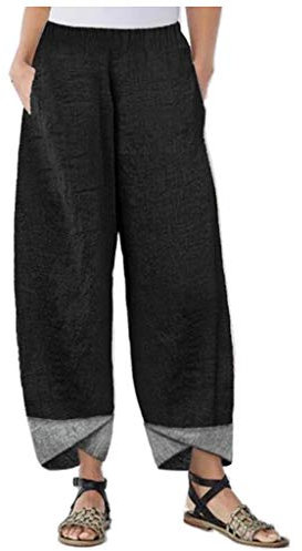 QAZX Damen Haremshose Aladinhose - Chinesisch Retro Stil Weite Beine Yogahose Pilates Kampfsport Kung Fu Tai Chi ThailäNdisch Freizeit Ausgeleiert Training Hose Casual Sporthose FüR Workout Jogging