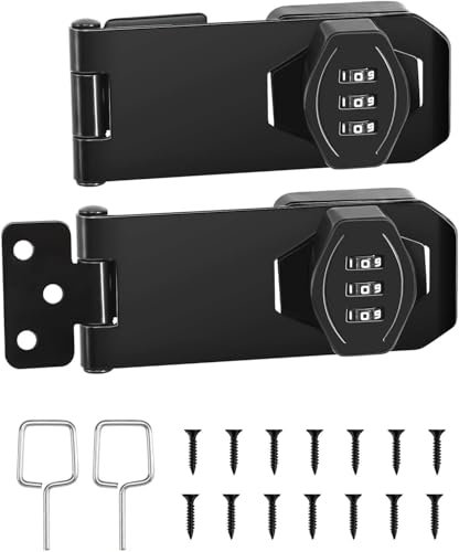Sicherheitsüberfalle Abschließbar, 2 Stück Überfalle mit Schloss,Mechanisches Passwort Tür Schloss für Kleine Türen Schränke Scheunentür Badezimmer Outdoor Garage Garten