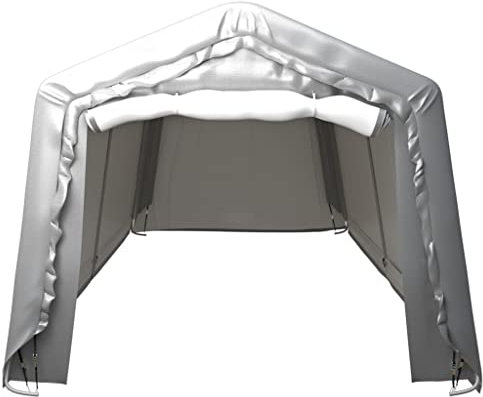 KOIECETA Lagerzelt UV-beständig Industriezelt Zelthalle Weidezelt Zelt Zeltgarage Foliengarage Unterstand Lagerhalle Stahl Grau (300 x 900 x 240 cm)