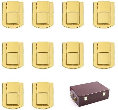 10 Pezzi Chiusura a Levetta per Scatola di Legno con 40 Viti, Chiavistelli Scatola Piccole Hasps Serratura con Fibbia in Lega di Zinco per Portagioie Confezione Regalo Tote