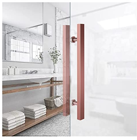 ntumLeap Bathroom Shower Door Handles and Pulls,Indoor Outdoor Non Slip Sliding Barn Door Handles Flush Hardware Set (Silver Long 50cm/20 inch) (Rose Gold Long 60cm/23.6 inch)