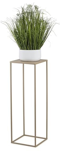 HowHomely Blomställ metall beige 70 cm hög – solid och robust blompall i metall – växtstativ för dekoration i vardagsrum sovrum eller kontor