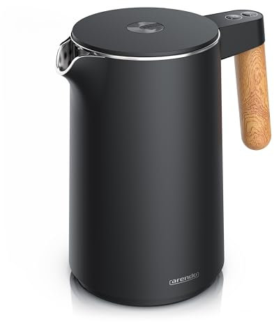 Arendo - Bouilloire avec réglage de la température - Acier inoxydable - 45-100 degrés - 1,5 l - Double paroi - Sans BPA - Fonction de maintien au chaud - Théière avec indicateur de température