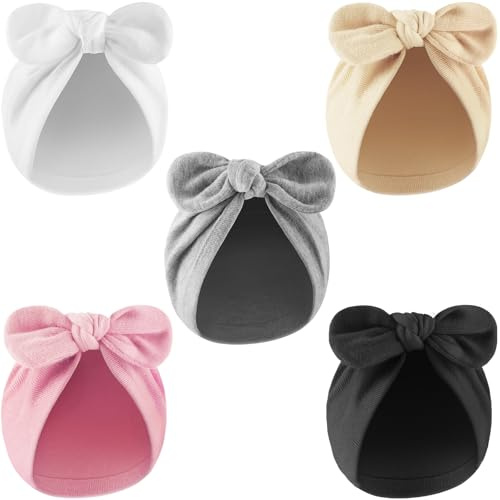 DRESHOW Bébé Turban Bonnets de Naissance Chapeaux Nœuds Hôpital Bonnet à Nœuds pour Bébé Chapeau en Coton 0-12 Mois