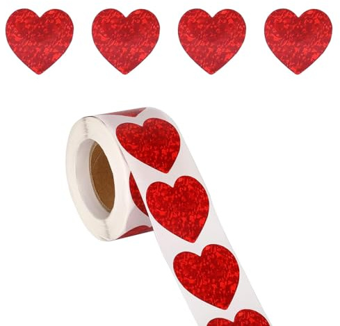 500Pcs Valentines Heart Stickers, Red Love Decorative Stickers, Used for Valentine's Day, Anniversary, Wedding, Birthday, Party Decoration Envelopes, Cards, DIY Gift Box Accessories