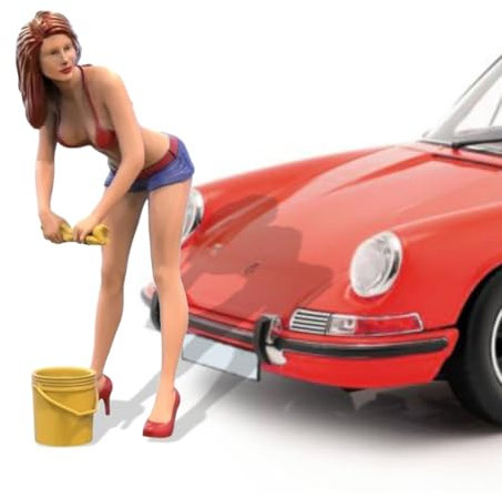 Generisch Sexy Frau mit Schwamm für dein Modellauto - 3D Druck Miniaturen - möglich scale 1:24, 1:35, 1:48, 1:72, 1:87 für Modellbau, Diorama, Modellauto Garage. (1:87)