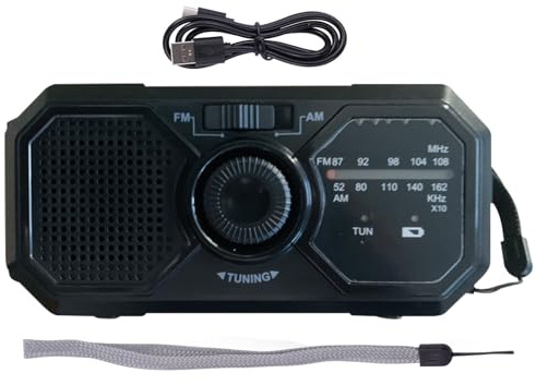 Radio De Manivela De Energía Solar - Radios De Alarma SOS | Receptor De Emergencia Portátil | Receptor Manivela Emergencia | Banco De Energía | | Transmisor Am/FM/NOAA Con Pilas Digital Multifuncional
