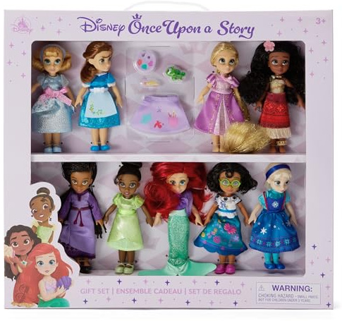 Disney Store Official - Disney Prinzessinnen - Once Upon a Story Kollektion - Figurenset - 9 Puppen - Mit Cinderella, Belle, Rapunzel, Vaiana, Asha, Tiana, Arielle, Mirabel, ELSA - Ab 3 Jahren