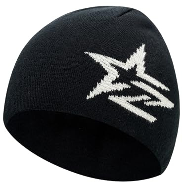 2THESTARS Beanie Hat Warm Thick Knit Winter Skull Cap for Men Women Cool Beanie Outdoor Running Made from Recycled Polyester (Black)