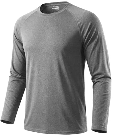 Donason Maglietta da Uomo a Maniche Lunghe, Maglia Termica Manica Lunga Traspirante Asciugatura Rapida, Protezione UV UPF 50+, T-Shirt Sportiva per Corsa Fitness Palestra