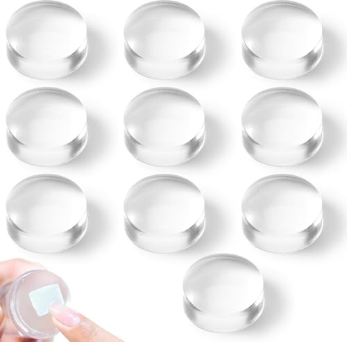 10 Pcs 2.8CM Clear Jelly Silicone Nail Art Stamper Head French Tip Transparent Stamping Transfer Templates Tools Polish Nail Stamp Removable Silicone Nails DIY French Manicure Decor