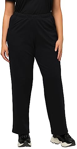 Ulla Popken Pantalon de Jogging, Coupe Droite Noir 58+ 624781 10-58+