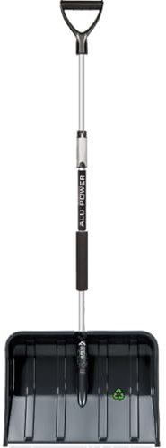 Prosperplast Schneeschieber Telescopic, Schwarz – robuste Kunststoff-Schneeschaufel mit Aluminiumkante, teleskopierbarer Griff, leicht & stabil | 49 x 37,5 x 122-160 cm – ideal für Schnee & EIS
