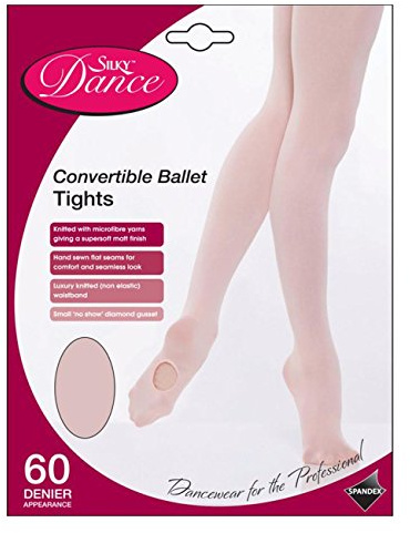 SILKY BALLET DANCE TIGHTS CONVERTIBLE FOOT PINK LADIES SIZES 10% SPANDEX (Small)