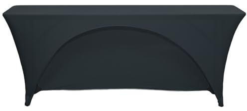 YOUR CHAIR COVERS - Spandex 6 Ft x 18 Inches, Narrow Classroom Open Back Rectangular Training Stretch Tablecloth - Black