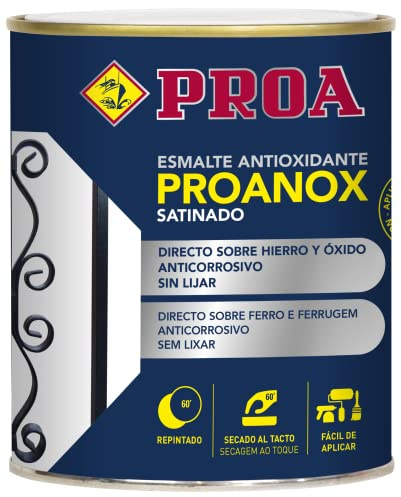 Esmalte antioxidante directo sobre óxido. SATINADO. Amarillo RAL 1023. 250 ML. Pintar sobre hierro y óxido sin necesidad de imprimación. PROANOX.