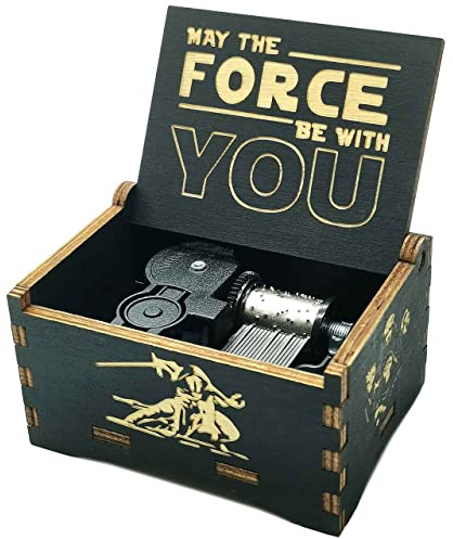 Micteney Star Wars Wooden Music Box,Star Wars Themed Gifts for Men,Clockwork Driven 3D Laser Engraved,18 Note Mechanism Star Wars Music Box