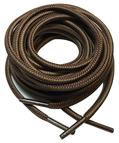 B&Q 3 pairs Heavy duty durable non slip round boot shoe laces shoelaces for hiking walking construction safety work (54 (140cm), Dark light/brown)