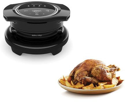 Moulinex EZ1508 Extra Crisp Lid, Accessorio versatile, 4 Funzioni Automatiche, Ricette Gratuite Cookeo&Extra Crisp in App, Temperatura Regolabile da 70°C a 200°C, Tecnologia Airfryer, Nero, Plastica