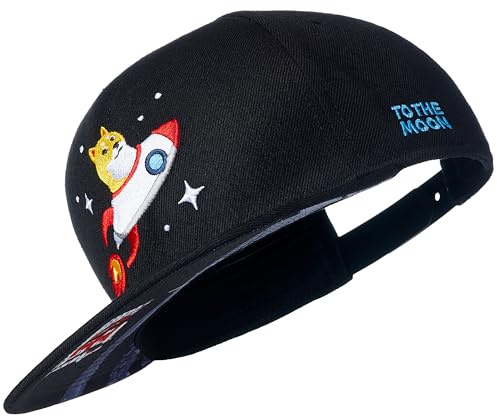 Cadency Cappellino Snapback Uomo e Donna, Dogecoin, Crittografico, Misura Regolabile, Nero, Taglia Unica
