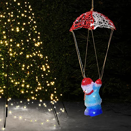 Taylor & Brown 60cm Hanging Acrylic Parachute Snowman with 24 LED Lights Indoor Outdoor Christmas Xmas Tree Ornament Fun Festive Decoration Mains Powered with 5m Cable