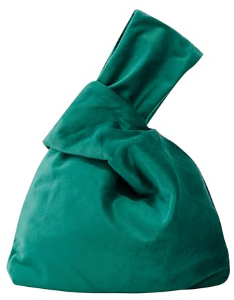 Muka Bolso de Mano Bolsos de Fiesta con Nudo de Terciopelo Estilo Japonés Bolsa Verde de Noche para Mujer Puedes Usar en Boda