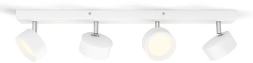 Philips Barra de Iluminación Bracia, con 4 Focos, 5.5W, 550 lm Luz Blanca Cálida 2700k, Blanco
