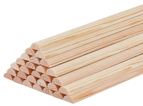 OLYCRAFT 30 varillas de madera semicirculares de 301 x 7 mm, tacos y tiras de madera sin terminar de 3,5 mm de grosor, palos redondos de madera natural para accesorios de modelo