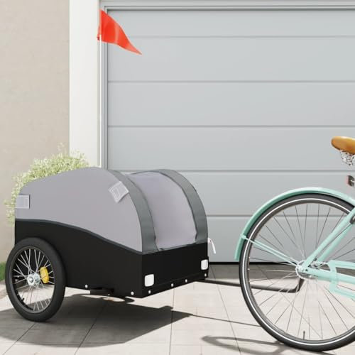 ShGaxin Cykel Last Trailer Järn Svart och Grå 45 kg, Cykel Trailer Hund Lastcykel Trailer - 94126