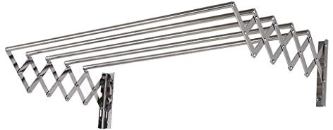 Wall Mounted Towel Bar Wall Mounted Clothes Drying Rack Retractable Drying Rack for Laundry Room Bathroom Tower 5 Bar Space-Saving Stainless Steel Garment Hanger Require Drilling Airer (60cm/23.6in)