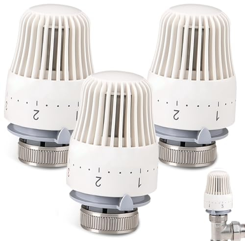 WEGREAT Termostato termostatico per radiatore, 3 pezzi, M30 x 1,5, M30 x 1,5, valvola per radiatore, sistema di riscaldamento, termostato, valvola per radiatore per ufficio, casa, termostato con
