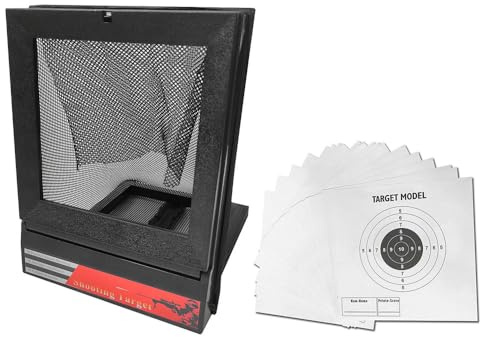 Sarini Cibles pour carabines à air comprimé Cible Airsoft Cible Ball Trap avec 20 papiers cibles Boîte à disques Ball Trap Cible