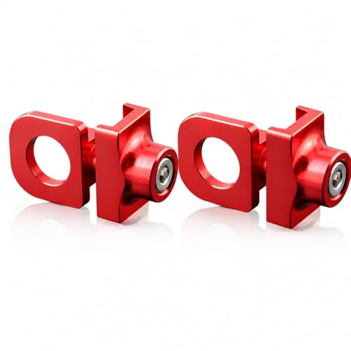 Xiciki 2 Pezzi Tenditori per Catena Bici in Lega di Alluminio Tenditore Catena Bici Ad Una Velocità 10 mm Ideale per BMX Fixie Bici Ad Una Velocità - Rosso