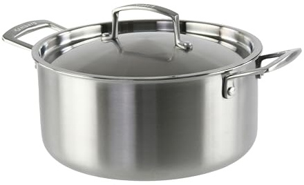 KAMBERG 008276 – Olla olla olla de 28 cm de acero inoxidable 18/10 Triply – Sin PFAS – Tapa incluida – Todos los fuegos incluidos inducción y horno – 0008276, gris